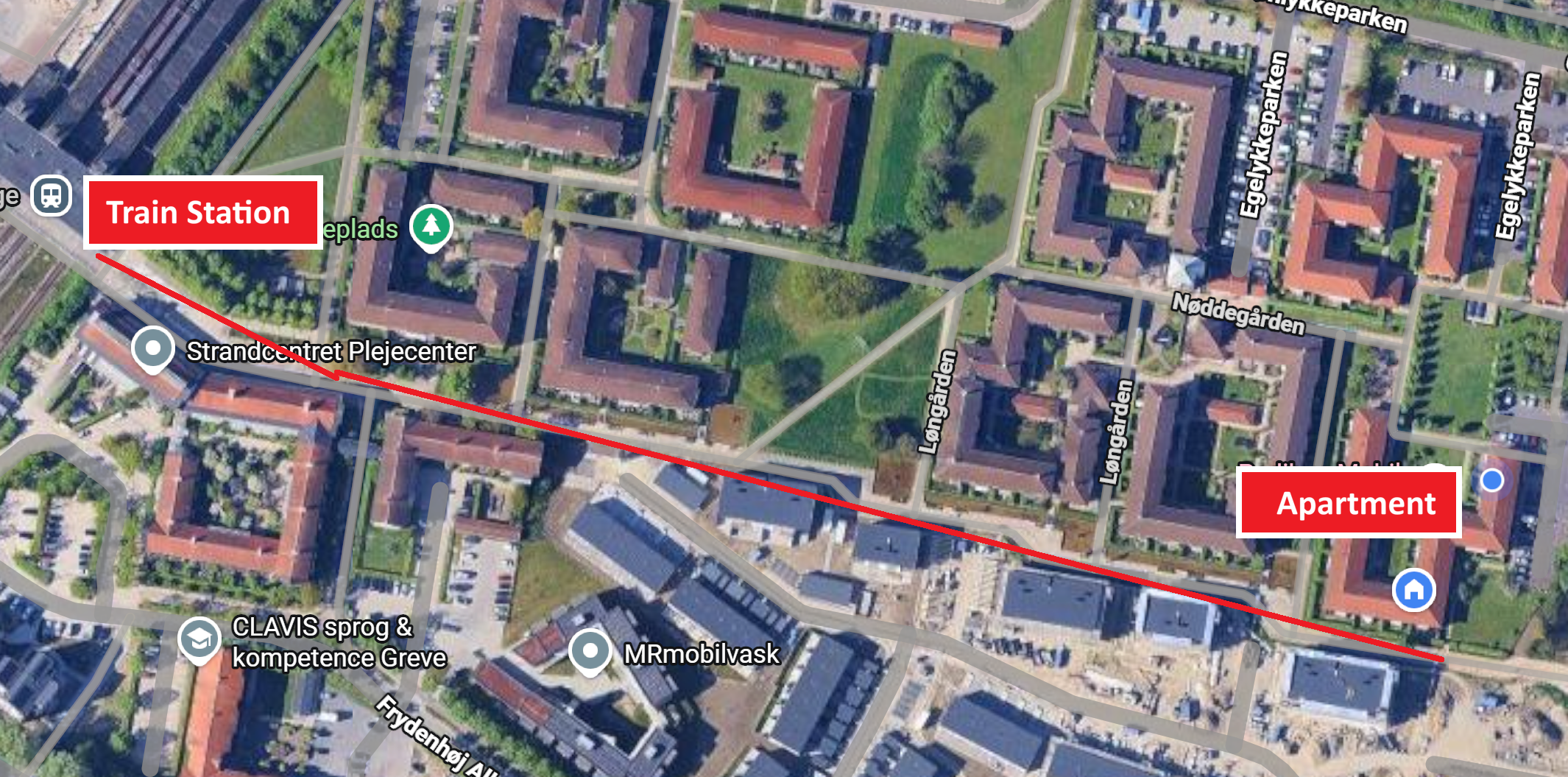 Map from the station to the apartment